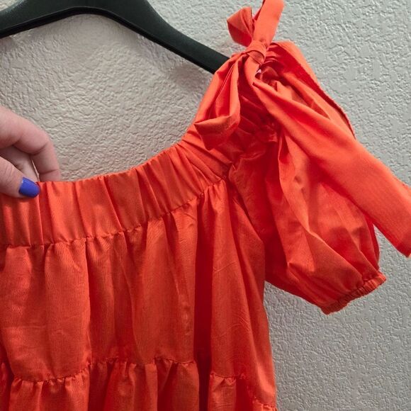 By Anthropologie Off-The-Shoulder Tiered High-Low Midi Dress size XS NEW - Picture 8 of 14